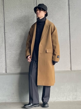 「マイベストコーデ2022」｜「アイテム（チェスターコート）」を使った、ごまめさん（メンズ・173cm）の冬コーディネート