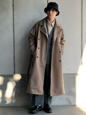 「Confirm（コンファーム）のアイテム（トレンチコート）」を使った、ごまめさん（メンズ・173cm）の秋コーディネート