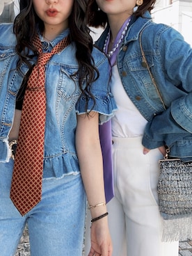 「MSGM KIDS（エムエスジーエムキッズ）のアイテム（ジャケット/アウター）」を使った、楓子さん（レディース・156cm）の春コーディネート