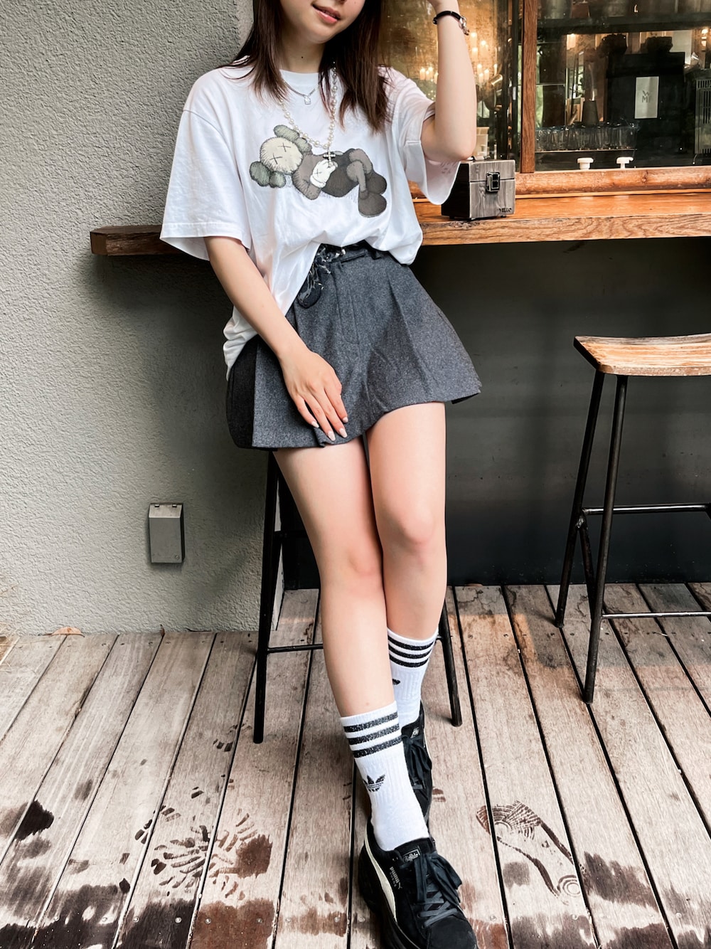 ANEW✖️スカート✖️靴下セット 楓子｜adidasのソックス/靴下を使ったコーディネート - WEAR