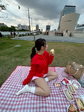 「アイテム（ソックス/靴下）」を使った、楓子さん（レディース・156cm）の秋コーディネート