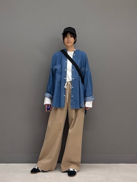 「アイテム（キャップ）」を使った、ゆいさん（レディース・158cm）の秋コーディネート