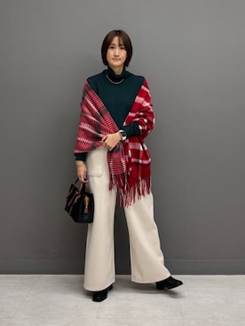 「アイテム（ストール/ショール）」を使った、ゆいさん（レディース・158cm）の秋コーディネート