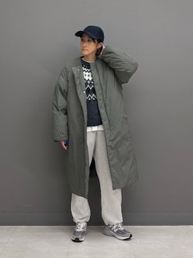 「アイテム（帽子、ブルー系）」を使った、ゆいさん（レディース・158cm）の冬コーディネート