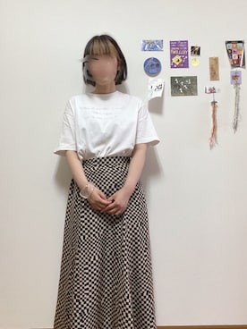 「チェッカー柄」｜あいあむ、ぴー子さん（レディース・157cm）の夏コーディネート