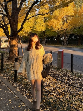 「アイテム（ワンピース/ドレス、ベージュ系）」を使った、amelie さん（レディース・166cm）の秋コーディネート