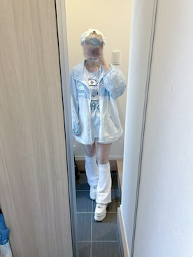 「アイテム（レッグウォーマー）」を使った、まおさん（レディース・155cm）の秋コーディネート