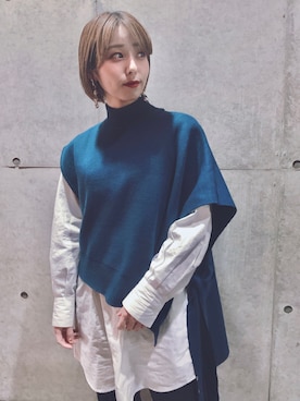 「大きめピアス」｜KASUMINさん（レディース・156cm）の冬コーディネート