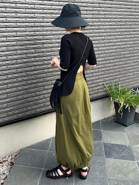 「CLANE（クラネ）のアイテム（ハット）」を使った、KAŃAさん（レディース・157cm）の夏コーディネート