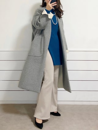 ENFOLDのノーカラーコートを使ったレディース人気ファッション