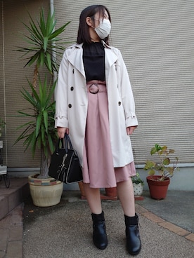 「サッシュベルト」｜「アイテム（トレンチコート）」を使った、Riさん（レディース・159cm）の秋コーディネート