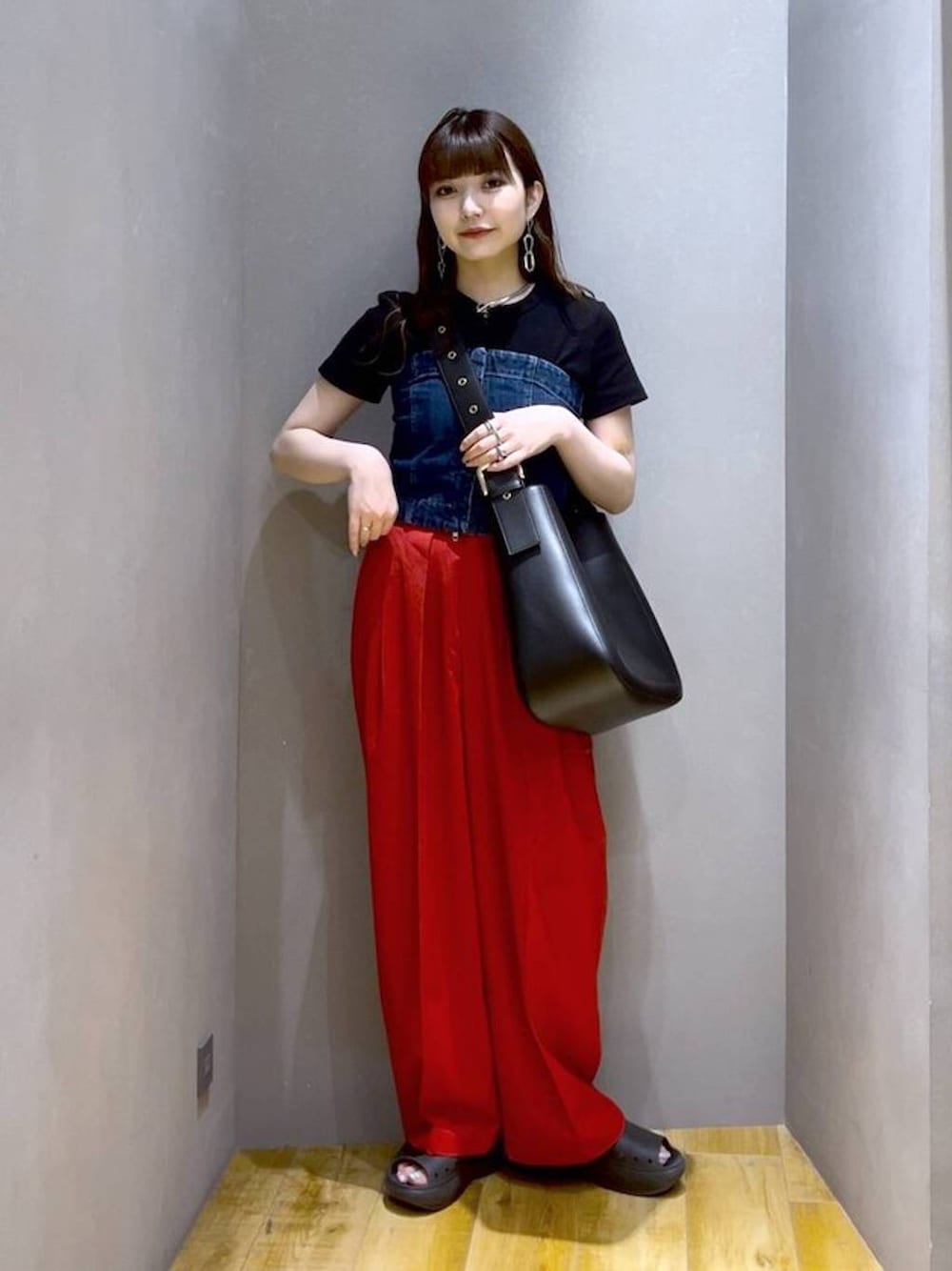ダブルタックワイドパンツ/128244を使った人気ファッション