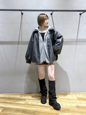 「JEANASIS（ジーナシス）のルーズFITロングブーツ/581263（ブーツ）」を使った、saya.さん（レディース・159cm）の秋コーディネート