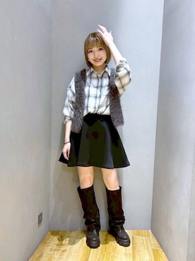 「JEANASIS（ジーナシス）のルーズFITロングブーツ/581263（ブーツ）」を使った、saya.さん（レディース・159cm）の秋コーディネート