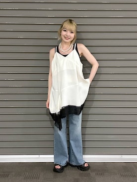 「JEANASIS（ジーナシス）のアイテム（パンツ）」を使った、saya.さん（レディース・159cm）の夏コーディネート