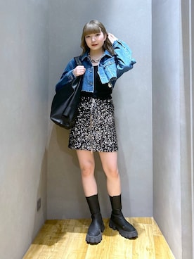 「JEANASIS（ジーナシス）のアイテム（デニムジャケット）」を使った、saya.さん（レディース・159cm）の春コーディネート