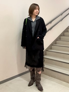 「SENSE OF PLACE by URBAN RESEARCH（センスオブプレイスバイアーバンリサーチ）の『洗濯可』マルチリブニットフーディー（ニット/セーター、グレー系）」を使った、ユウリさん（レディース・158cm）の秋コーディネート