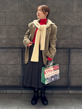 「アイテム（マフラー）」を使った、ユウリさん（レディース・158cm）の秋コーディネート