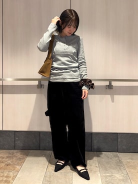 「KBF（ケイビーエフ）のアイレットキャミレイヤードトップス（Tシャツ/カットソー、グレー系）」を使った、ユウリさん（レディース・158cm）の秋コーディネート