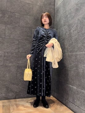 「結婚式二次会スタイル」｜「アイテム（その他アウター）」を使った、ユウリさん（レディース・158cm）の冬コーディネート