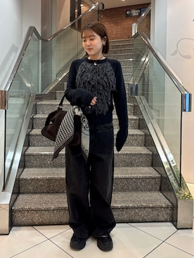 「アイテム（バンダナ/スカーフ）」を使った、ユウリさん（レディース・158cm）の冬コーディネート