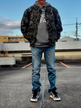 「Lee（リー）のアイテム（パンツ）」を使った、hiro(⁎⁍̴̆Ɛ⁍̴̆⁎)さん（メンズ・177cm）の冬コーディネート