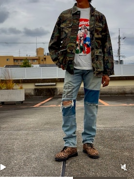 「アイテム（ミリタリージャケット）」を使った、hiro(⁎⁍̴̆Ɛ⁍̴̆⁎)さん（メンズ・177cm）の秋コーディネート