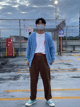 カーディガン ボレロを使った 水色 のメンズ人気ファッションコーディネート Wear