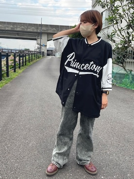 「SUGGESTION（サジェッション）のアイテム（スタジャン）」を使った、.nenさん（レディース・148cm）の夏コーディネート