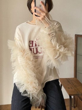 日常にもオケージョンにも】フリルブラウス デコフリルスリーブ