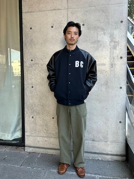 「アイテム（スタジャン）」を使った、mahiroさん（メンズ・174cm）の冬コーディネート