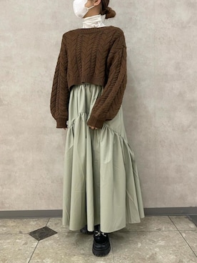 「アイテム（トップス、ブラウン系）」を使った、アンダープラウ AEON釧路店さん（レディース・158cm）の冬コーディネート