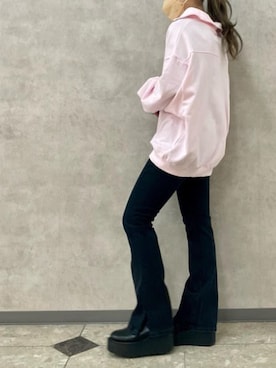「アイテム（スウェット、ピンク系）」を使った、アンダープラウ AEON釧路店さん（レディース・158cm）の冬コーディネート