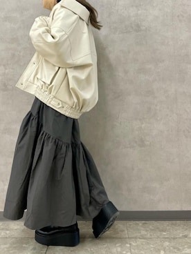 「SLY（スライ）のアイテム（ブルゾン）」を使った、アンダープラウ AEON釧路店さん（レディース・158cm）の冬コーディネート