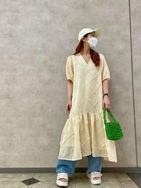 「SLY（スライ）のアイテム（帽子）」を使った、アンダープラウ AEON釧路店さん（レディース・158cm）の夏コーディネート