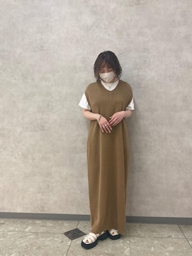 「Ungrid（アングリッド）のロゴ発砲プリントTee（Tシャツ/カットソー）」を使った、アンダープラウ AEON釧路店さん（レディース・151cm）の夏コーディネート