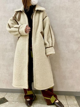 「Ungrid（アングリッド）のアイテム（ムートンコート）」を使った、アンダープラウ AEON釧路店さん（レディース・158cm）の秋コーディネート