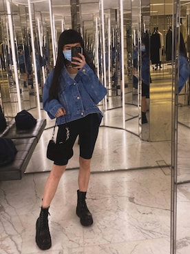 「BALENCIAGA」｜「アイテム（デニムジャケット）」を使った、Torishaさん（レディース・155cm）の夏コーディネート