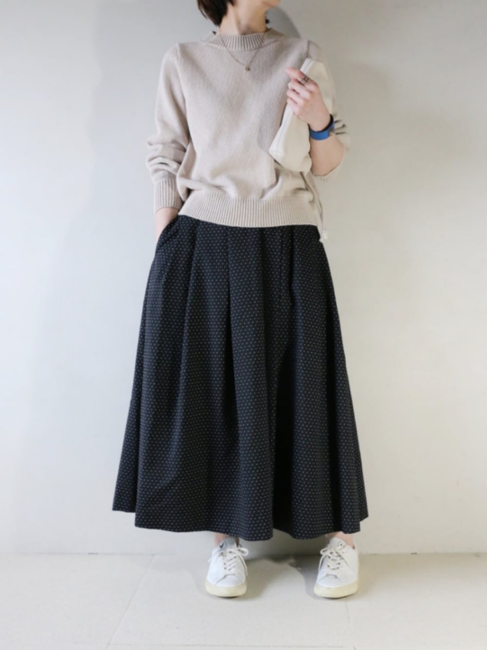 「春めき満開コーデ、シンプルコーデ、大人コーデ、きれいめカジュアル、USED コーディネート　販売」｜「BEAUTY&YOUTH UNITED ARROWSのアイテム（ニット/セーター、ベージュ系）」を使った、kotetuさん（レディース・162cm）の春コーディネートの1枚目の写真