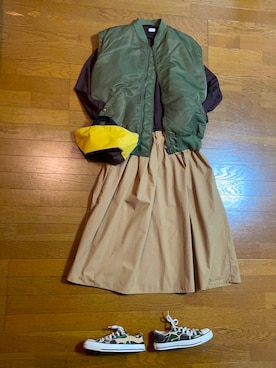 「Ungrid（アングリッド）のアイテム（MA-1）」を使った、marumikaさん（レディース・152cm）の秋コーディネート