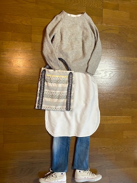 「NOMBRE IMPAIR（ノンブルアンペール）のアイテム（ニット/セーター）」を使った、marumikaさん（レディース・152cm）の冬コーディネート