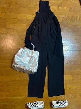 「ニット/セーター」｜「アイテム（オールインワン・サロペット）」を使った、marumikaさん（レディース・152cm）の冬コーディネート