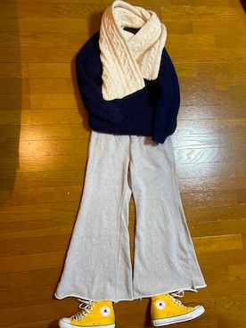 「アイテム（マフラー、ホワイト系）」を使った、marumikaさん（レディース・152cm）の冬コーディネート