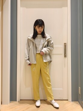 「Samansa Mos2 blue」｜「アイテム（マウンテンパーカー）」を使った、さ や か  ☺︎さん（レディース・160cm）の春コーディネート