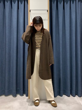 「Samansa Mos2 blue（サマンサモスモスブルー）のアイテム（ノーカラーコート）」を使った、さ や か  ☺︎さん（レディース・160cm）の秋コーディネート