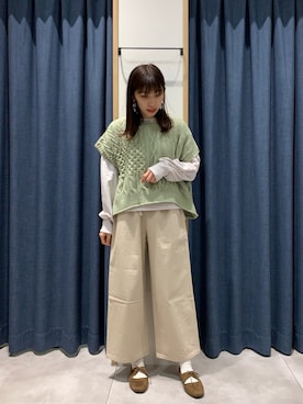 「ケーブルニット」｜「アイテム（スウェット）」を使った、さ や か  ☺︎さん（レディース・160cm）の冬コーディネート