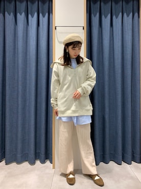 「Samansa Mos2 blue」｜「アイテム（スウェット）」を使った、さ や か  ☺︎さん（レディース・160cm）の冬コーディネート