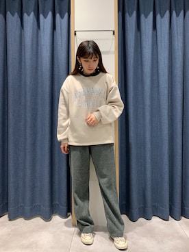「Samansa Mos2 blue」｜「アイテム（スウェット）」を使った、さ や か  ☺︎さん（レディース・160cm）の冬コーディネート