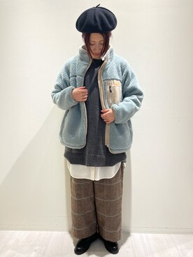 「ゆるニット」｜「アイテム（ブルゾン）」を使った、キノシタさん（レディース・158cm）の冬コーディネート