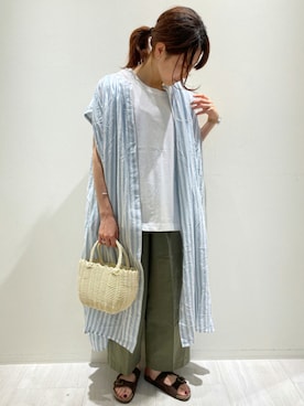 「USAコットン」｜「アイテム（サンダル）」を使った、キノシタさん（レディース・158cm）の夏コーディネート